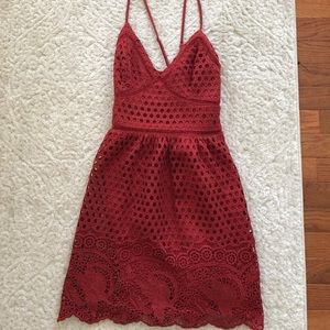 Abercrombie red crochet mini dress